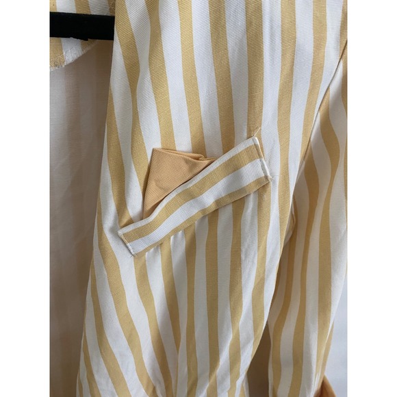 Dawn Joy Fashions Vintage 80s Yellow White Striped Blazer Shoulder Pads Size 8 - Picture 3 of 9